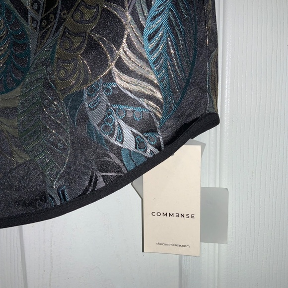 Commense metallic Leaf print curved hem mini skirt measures as S New - Picture 3 of 6